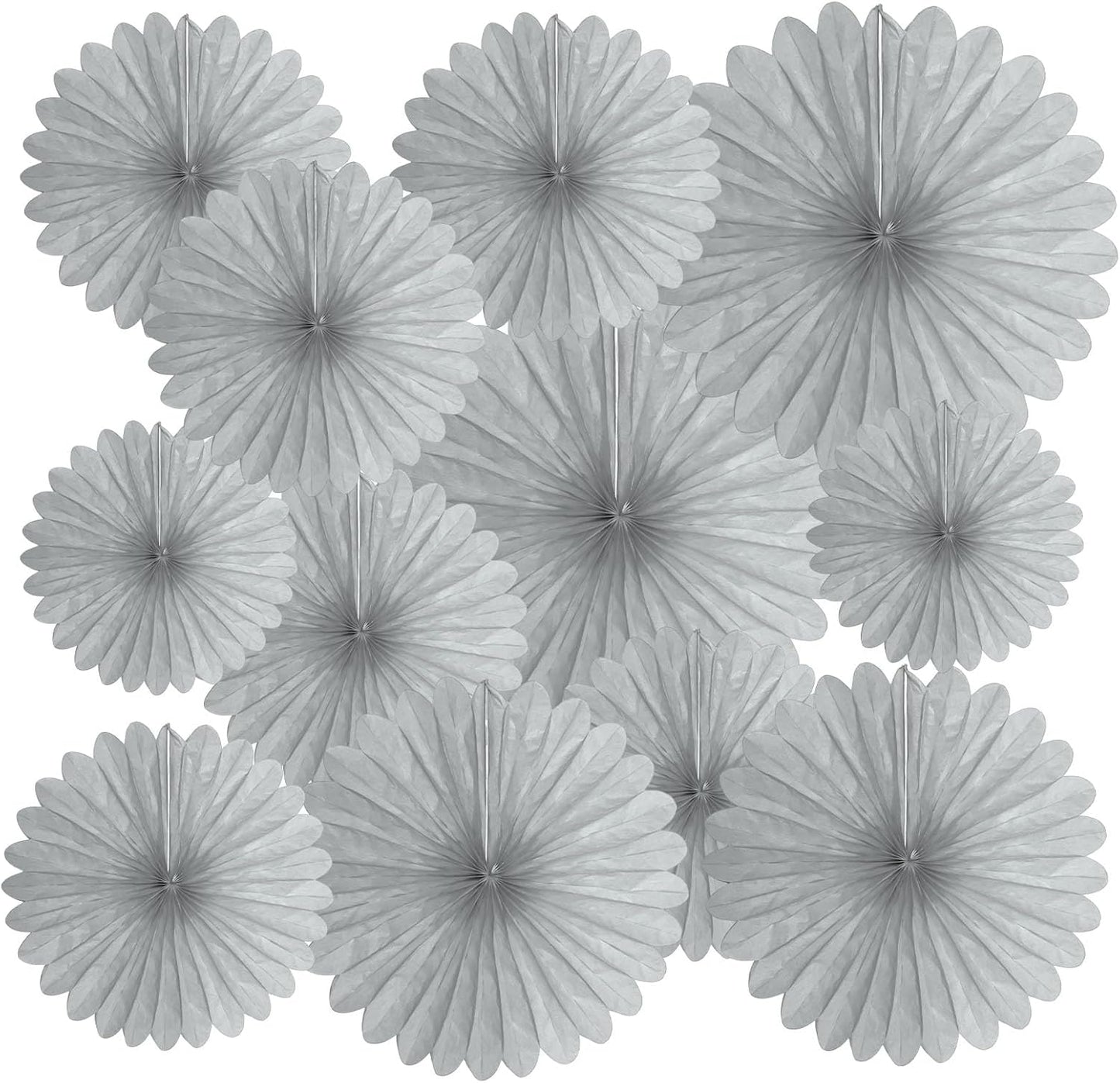 20 Pcs Silver Grey Hanging Paper Fan, Hanging Honeycomb Round Paper Fans for Weddings, Birthdays, Christmas, Baby Showers, Classroom, Events Ceiling Party Supplies Decorations