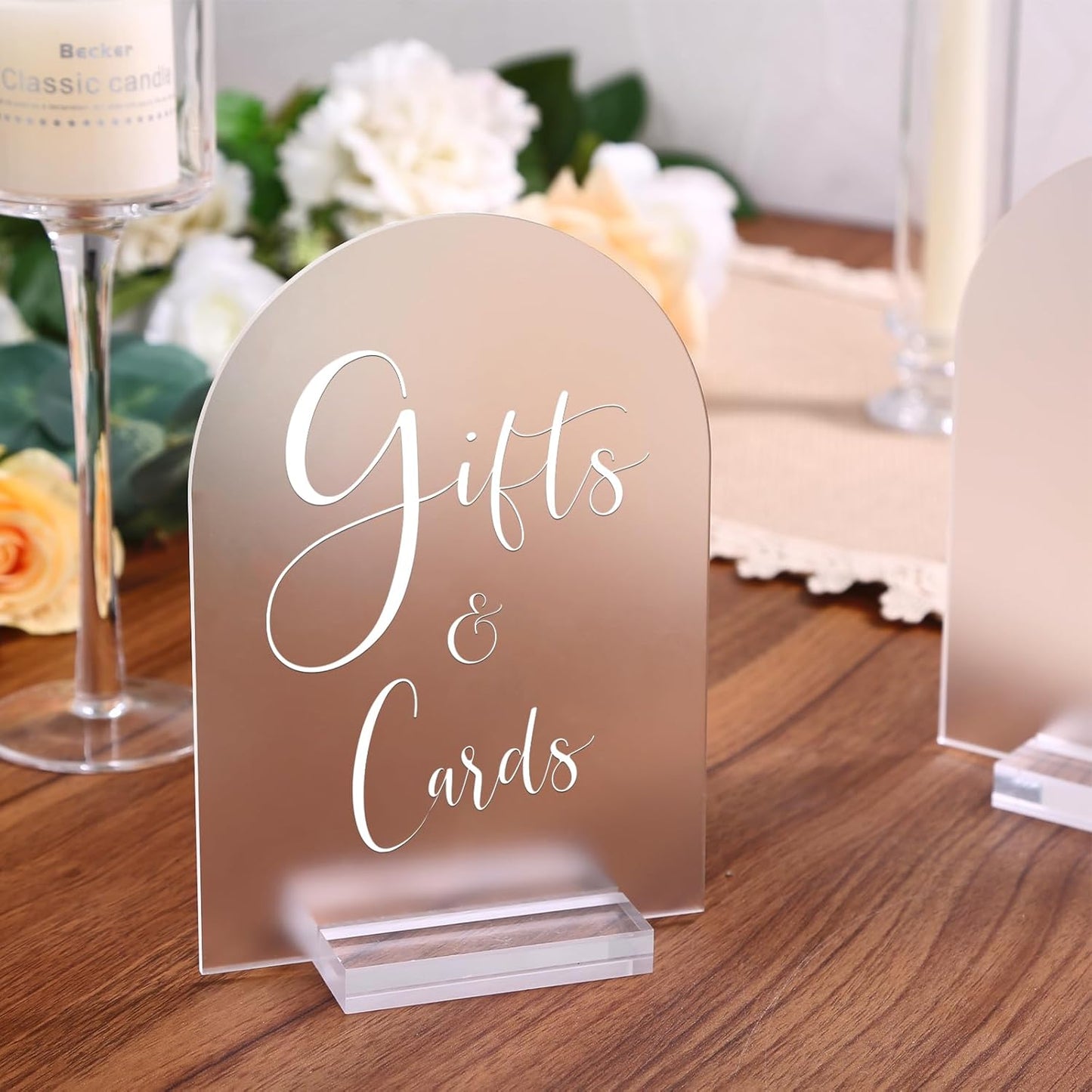 UNIQOOO 20 Pcs Acrylic 5x7 Frosted Arch Table Sign for Wedding, 1/8 In Thick, DIY Blank Arch Sign Sheet Perfect for Decoration, Party,Anniversary, Event, Base NOT Included