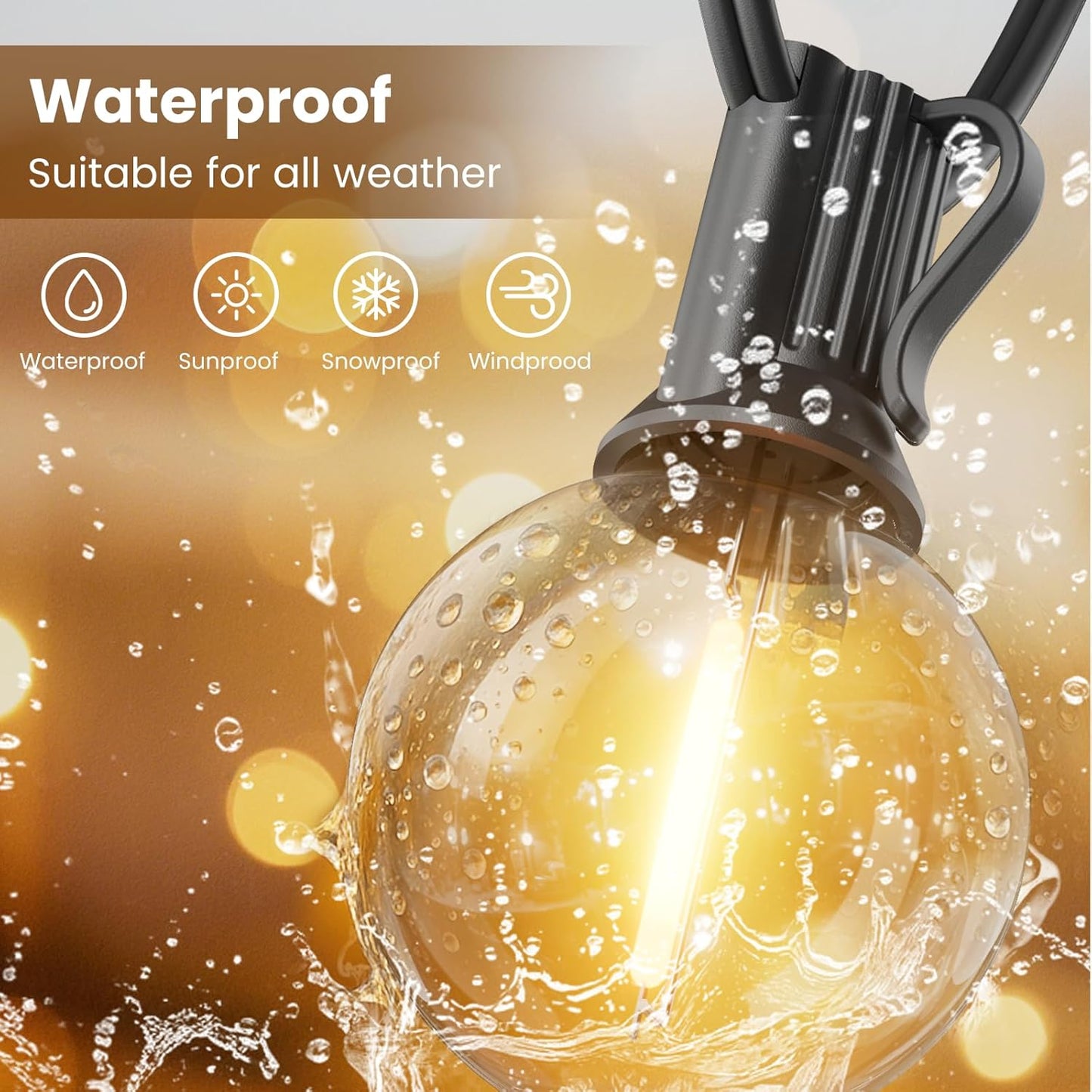 RTTY Outdoor String Lights 400 ft, 4 Pack 100 ft G40 Led Patio Lights with 52pcs Bulbs,Shatterproof Waterproof Connectable Hanging Globe for Porch Cafe Bistro Backyard Gazebo Balcony Party