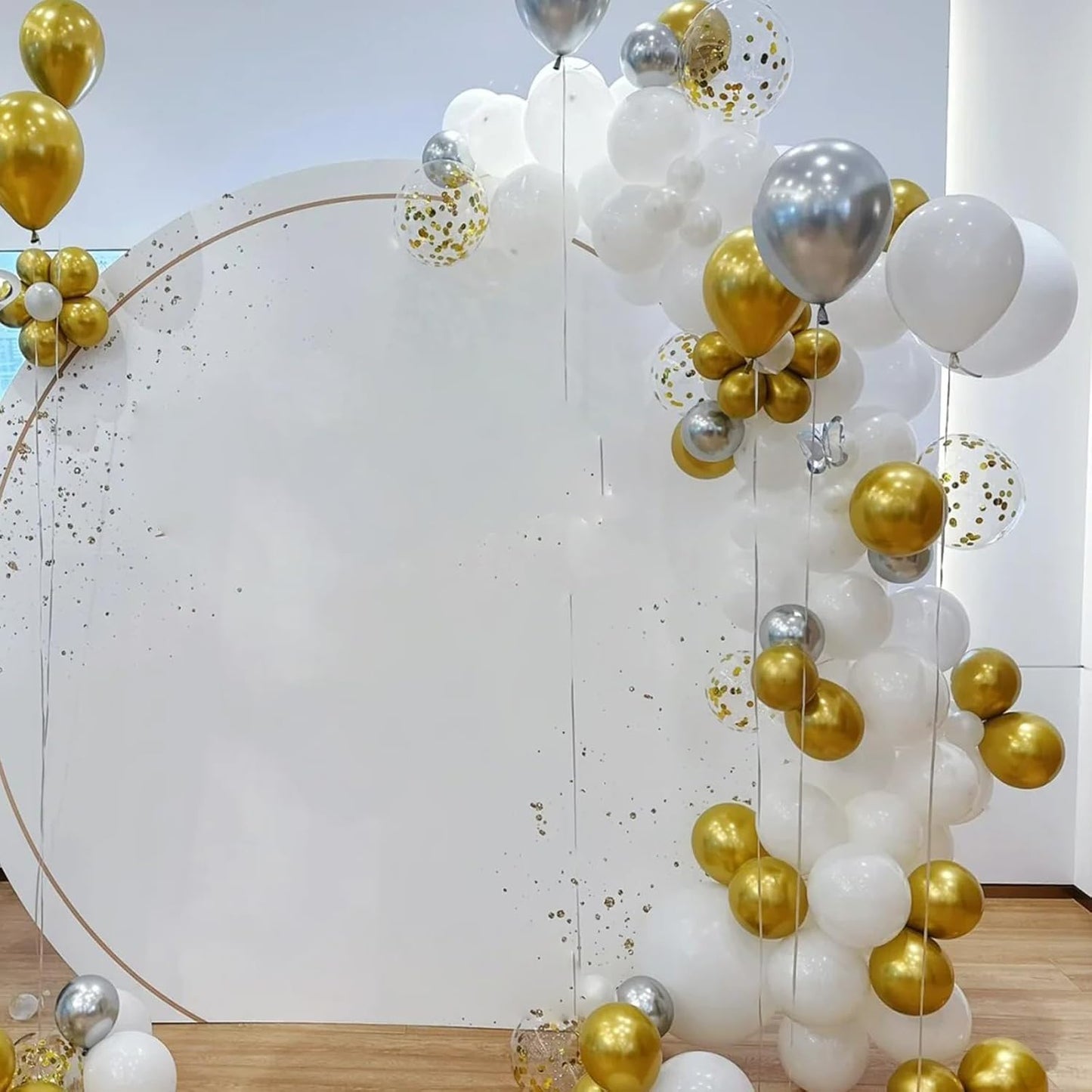 Paready Gold and Silver Latex Balloons, 60 Pcs 12 Inch Metallic Gold Silver and White Confetti Balloons for Birthday Baby Shower Engagement Anniversary Wedding Bridal Shower Graduation Decoration