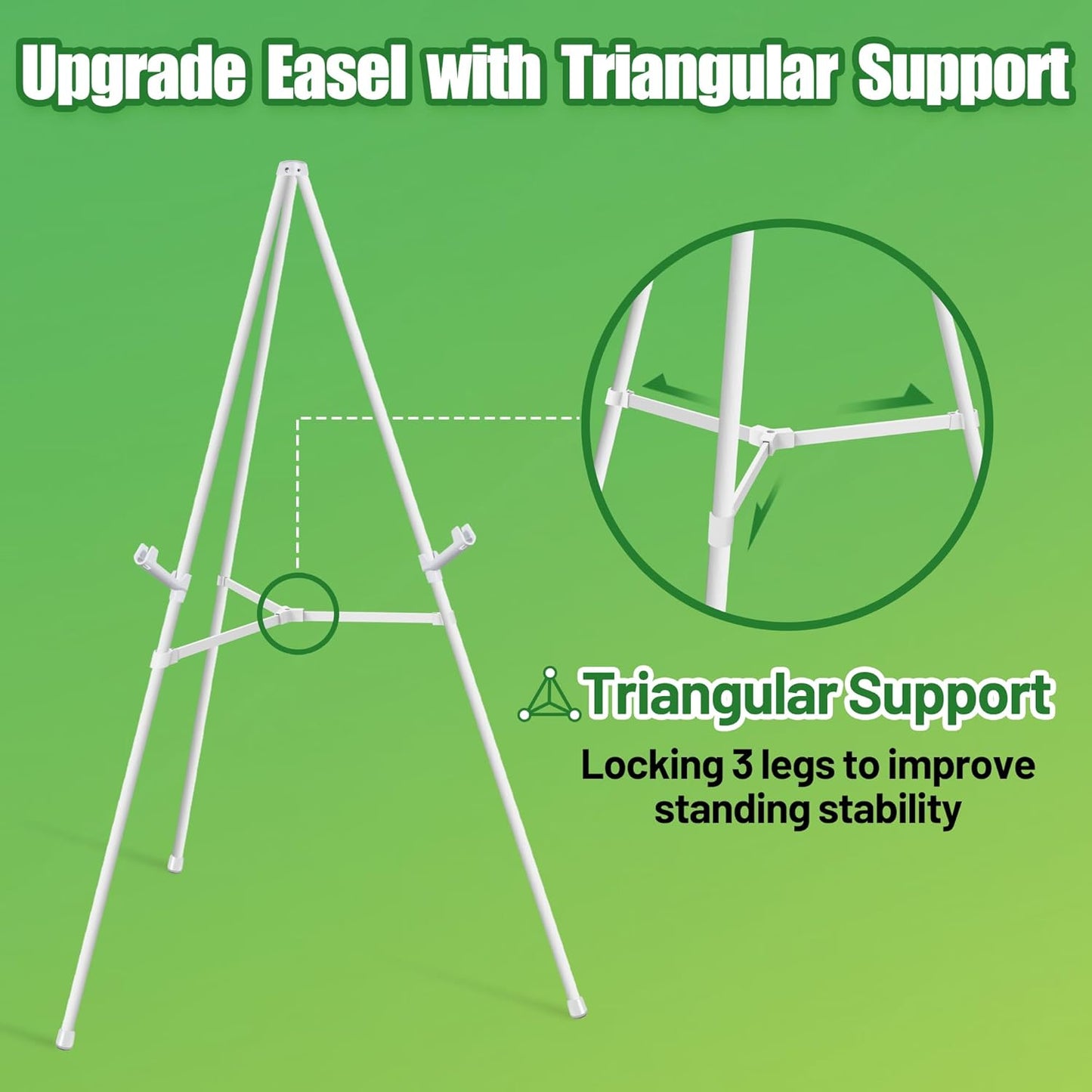 2 Pack White Easel Stand for Sign - 63" Adjustable Folding Floor Easels for Wedding Sign, Welcome Sign, Poster, Picture, Painting - Lightweight Portable Display Easels with Bags, Holds 5 lbs