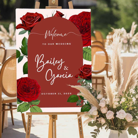 Custom Weddings Reception Signs for Bride & Groom, Personalized Welcome Wedding Sign for Celebration Decor, Custom Entrance Sign Canvas, Wall Art for Bridal Party, Engagement