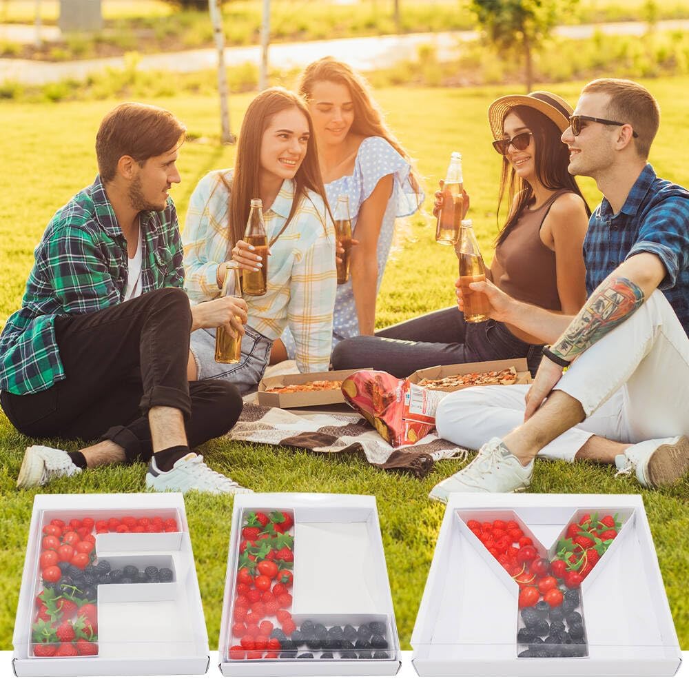 12" Fillable Cardboard Letter Charcuterie Gift Cupcake Box With Cover Sweets Packaging (Y)