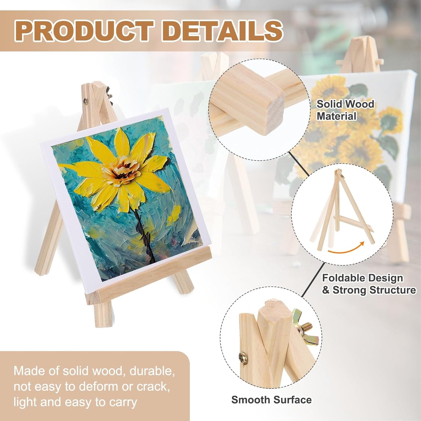 MECCANIXITY Mini Wood Display Easels, 11.8"x7.9"A-Frame Painting Tabletop Easels Holder Stand for Artists Beginners Displaying Small Canvases Art Photos Business Cards(Pack of 3, Wood Color)