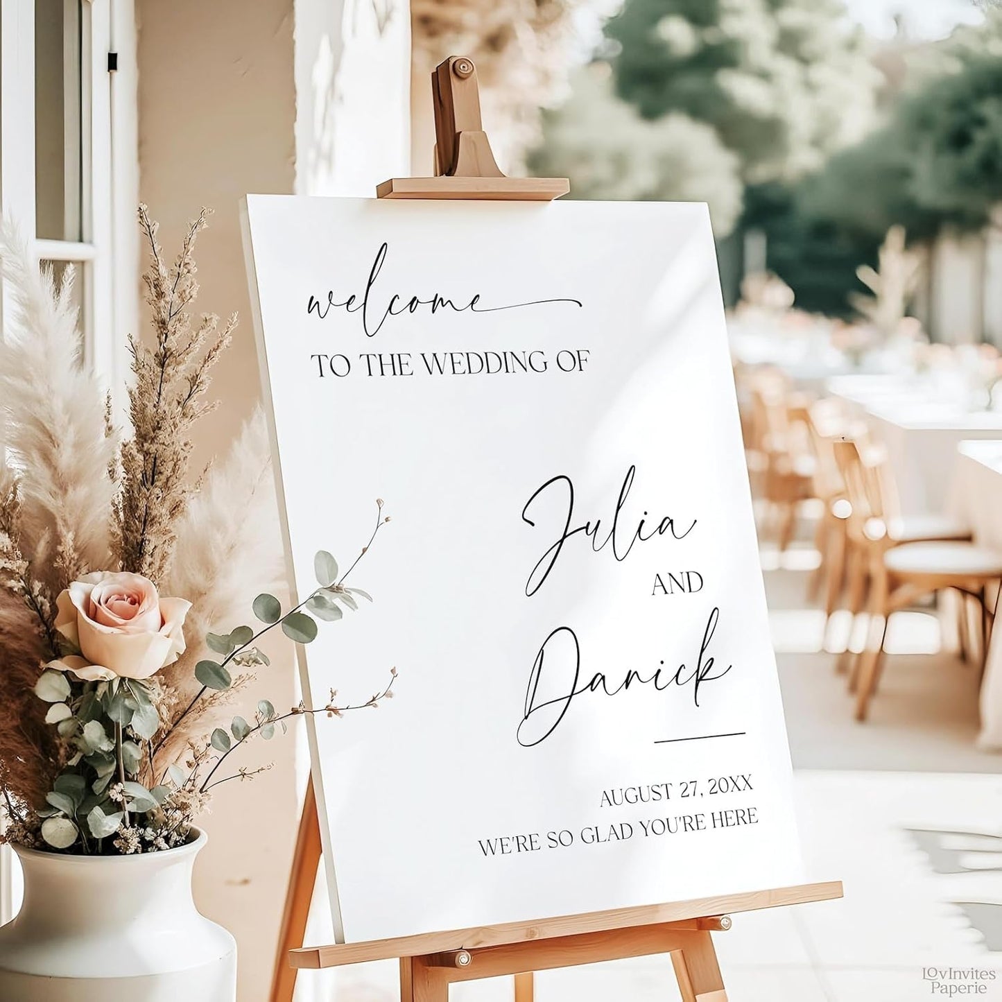 Welcome Wedding Sign Personalized, Minimalist We're So Glad You're Here Wedding Sign Decorations Signage 12" X 18" (Small), 27" (Medium), 36" (Large), Plastic, Modern, Pole Mount, Weather