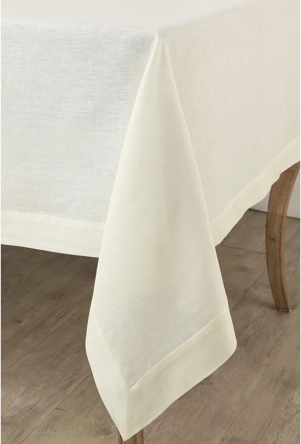 Solino Home Linen Ivory Tablecloth 60 x 102 Inch - 100% Pure Linen Rectangular Tablecloth - Machine Washable Table Cloth for Fall, Autumn, Thanksgiving, Christmas, Holiday - Fete