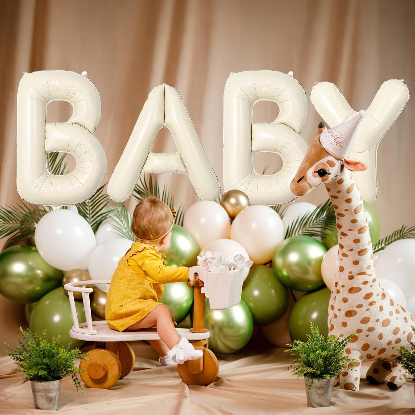40 Inch Letter Balloons A, Big Custom A-Z Alphabet Foil Name Balloon Cream White, Self Inflating Beige Customize Helium Balloon Letters A for Women Girls Birthday Bride Baby Shower Party Decorations
