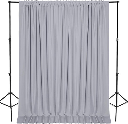 DWCN 10x8 FT Silver Gray Backdrop Curtains for Parties, Photography Backdrop Drapes with Rod Pockets for Wedding Decorations Stage Birthday Family Gatherings, 2 Panels 5ft x 8ft