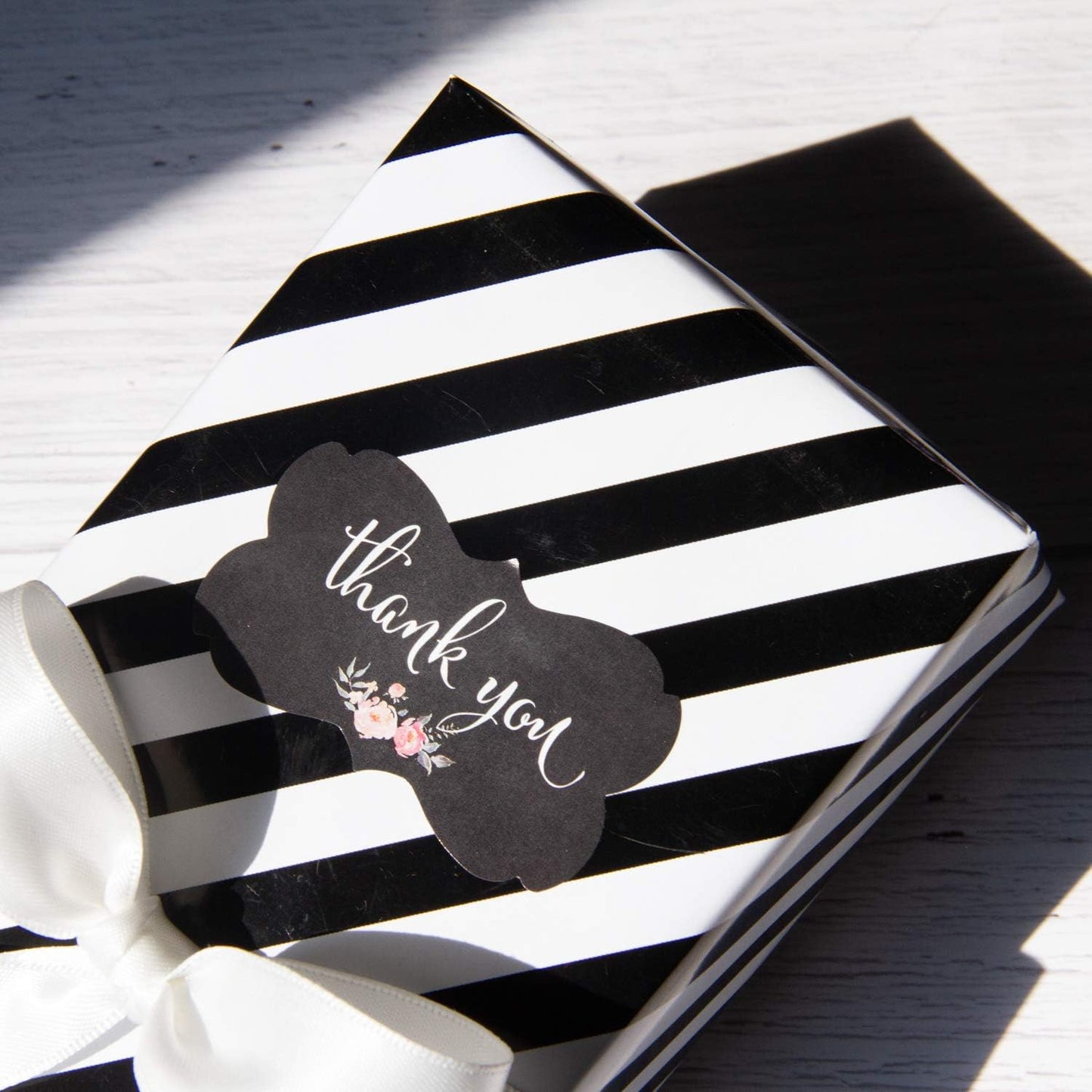 WRAPAHOLIC Reversible Wrapping Paper - Mini Roll - 17 Inch x 33 Feet - Black and Stripes Design for Christmas, Birthday, Holiday, Wedding, Baby Shower