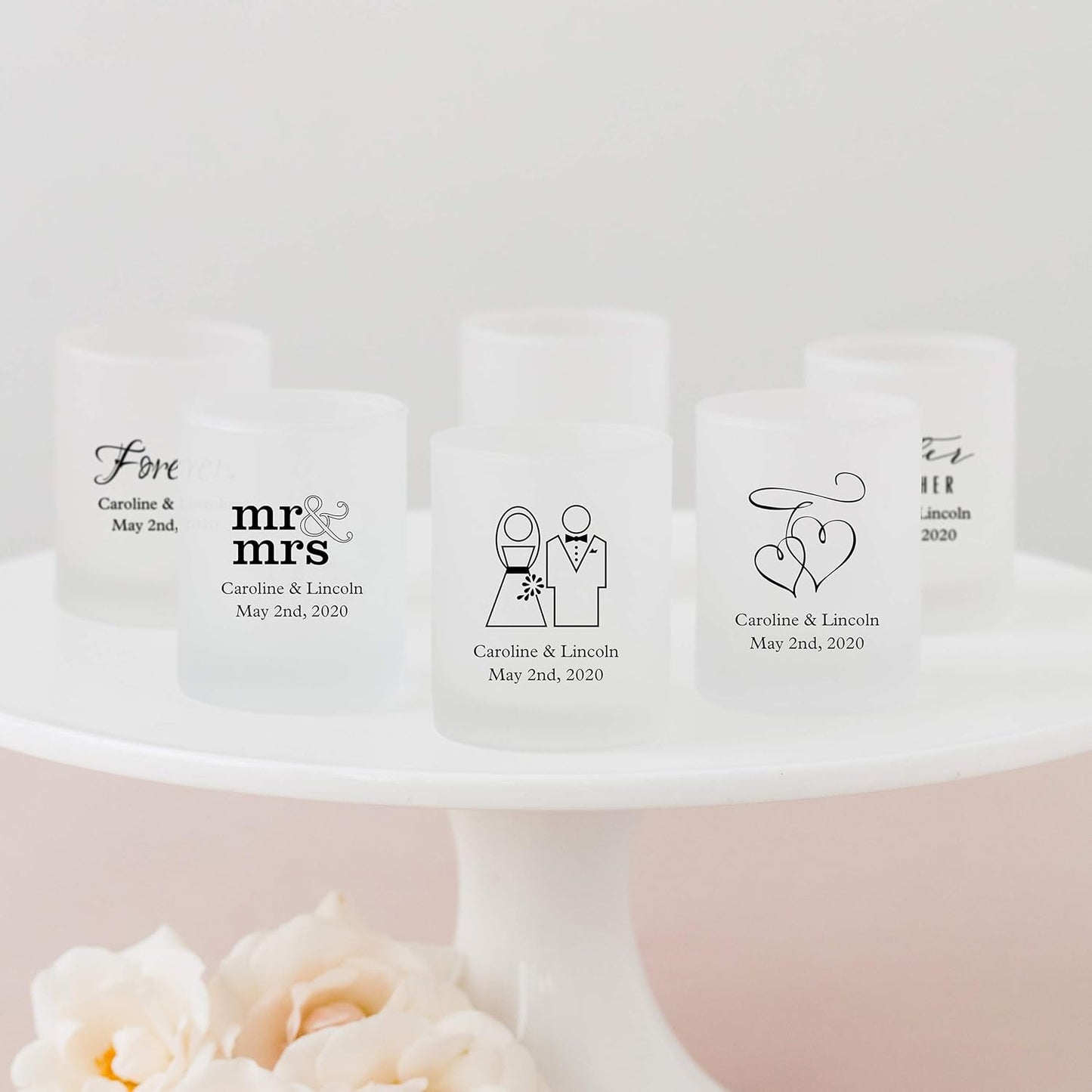 WEDDINGSTAR Personalized 3oz Frosted Shot Glass Customizable Full Color Print - 60 pack