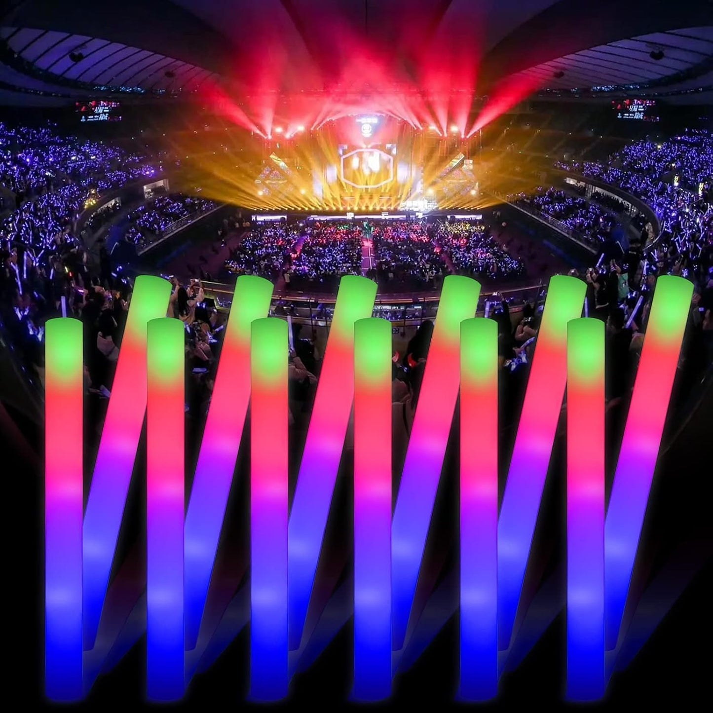 49pcs Foam Glow Sticks,Wedding Party Glow Sticks,,Party Favors Supplies Flashing Glow Party Supplies Light Up Baton Wands, Raves, Birthday,Christmas,Bulk Led Foam Sticks