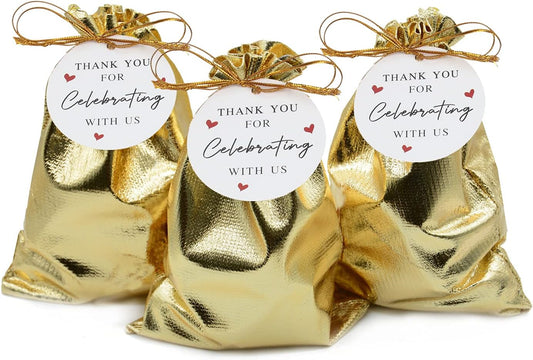 Pack of 100 6"x 8" Heavy Duty Gold Drawstring Organza Jewelry Pouches Wedding Party Christmas Favor Gift Candy Chocolate Bags (Gold, 6"x 8")