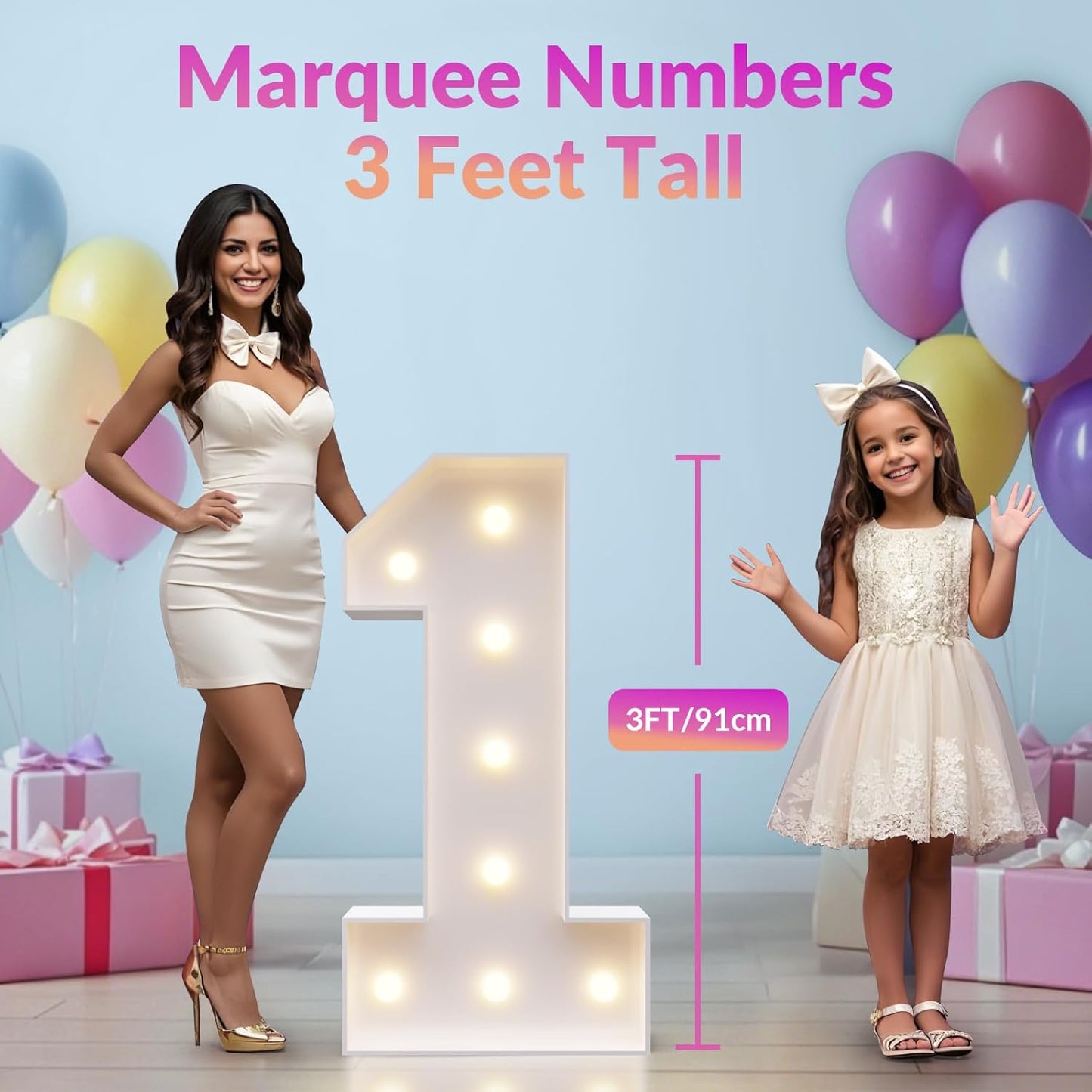 JoyMuse Marquee Numbers 3 Feet Tall, Light Up Numbers with Lights, Large Numbers for Party, Number 9 Light Up Numbers for Baby Showe Anniversary Birthday Decorations for Girls Boys