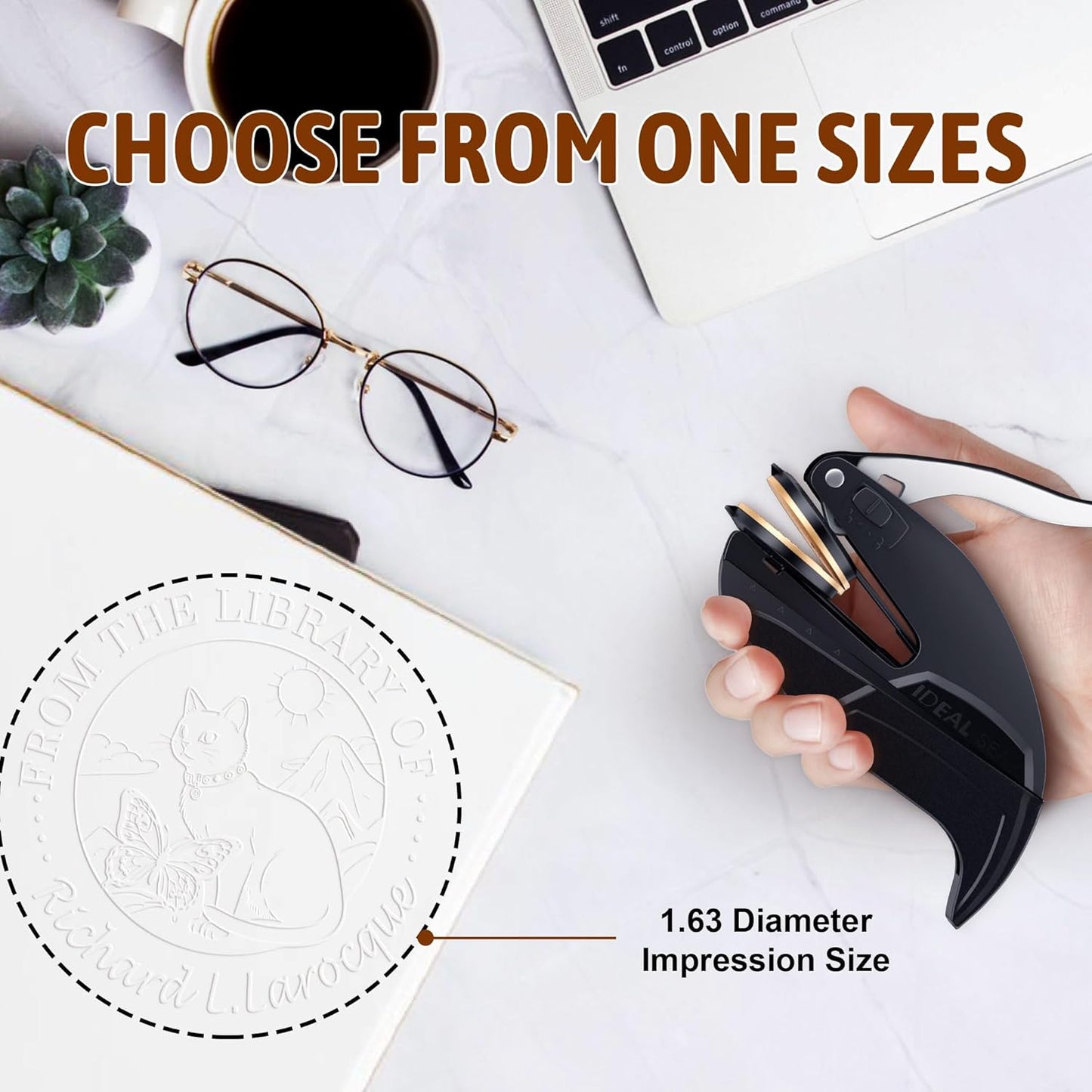 Personalized Book Embosser - Custom Library Stamp, Personal Gift for Book Lovers, Readers, Teachers (Cat 01)