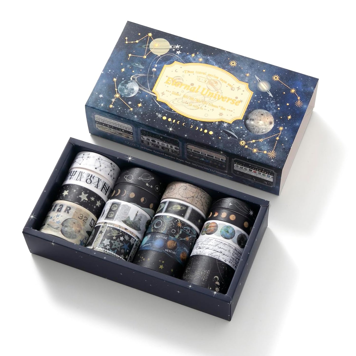 18 Rolls Celestial Washi Tape Set Galaxy washi Tape for Crafts and Journaling DIY washi Tape for journaling Decorative Tape for Scrapbook Scrapbooking Supplies