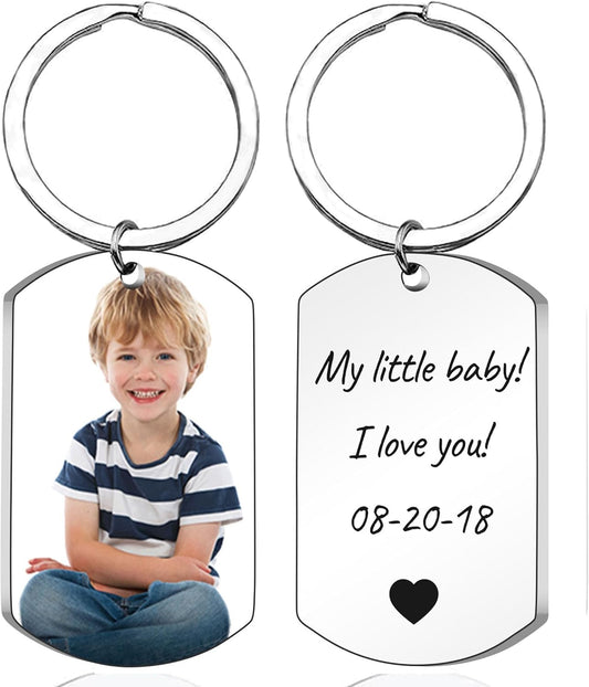 Personalized Double-sided Photo Text+Icons Keychain Drive Safe Boy Girlfriend Pet Memorial Anniversary Custom Keychain Gifts