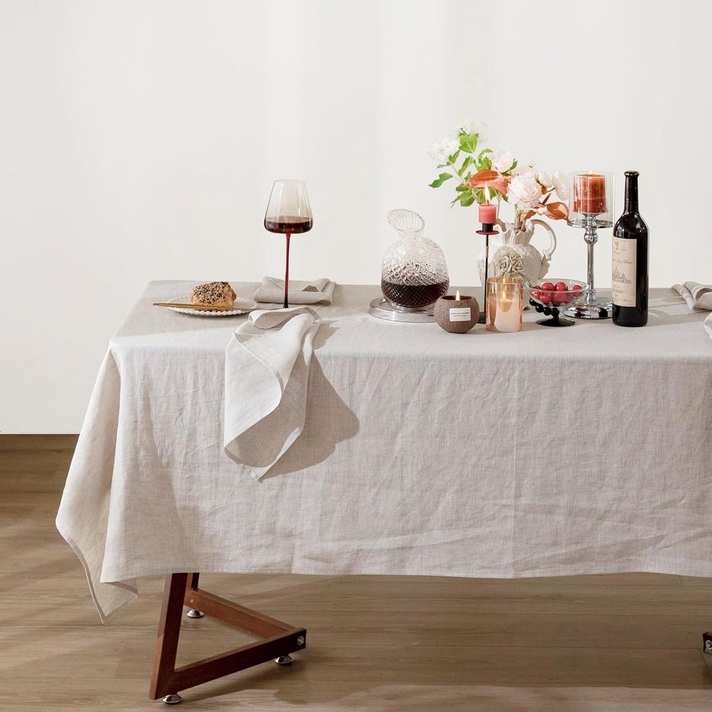 Talasily Linen Tablecloth 100% Pure Linen Table Cloth 60x84 Inches Rectangle Tablecloths Washable Cloths for Kitchen, Dining, Buffet Parties, Holidays, Picnic, Weddings and Restaurants-Natural Linen