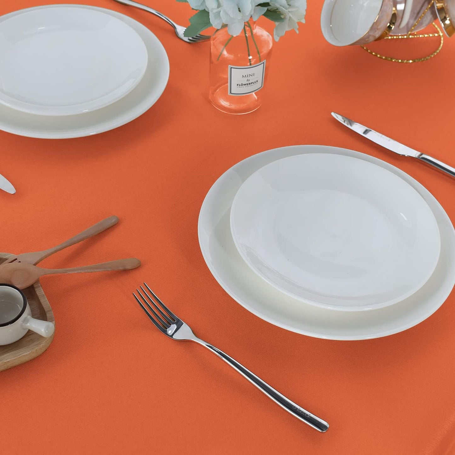 Fitable Rectangle Tablecloth Stain and Wrinkle Resistant Washable Polyester Table Cloth for Buffet Parties and Camping (60x102 inch, Orange)