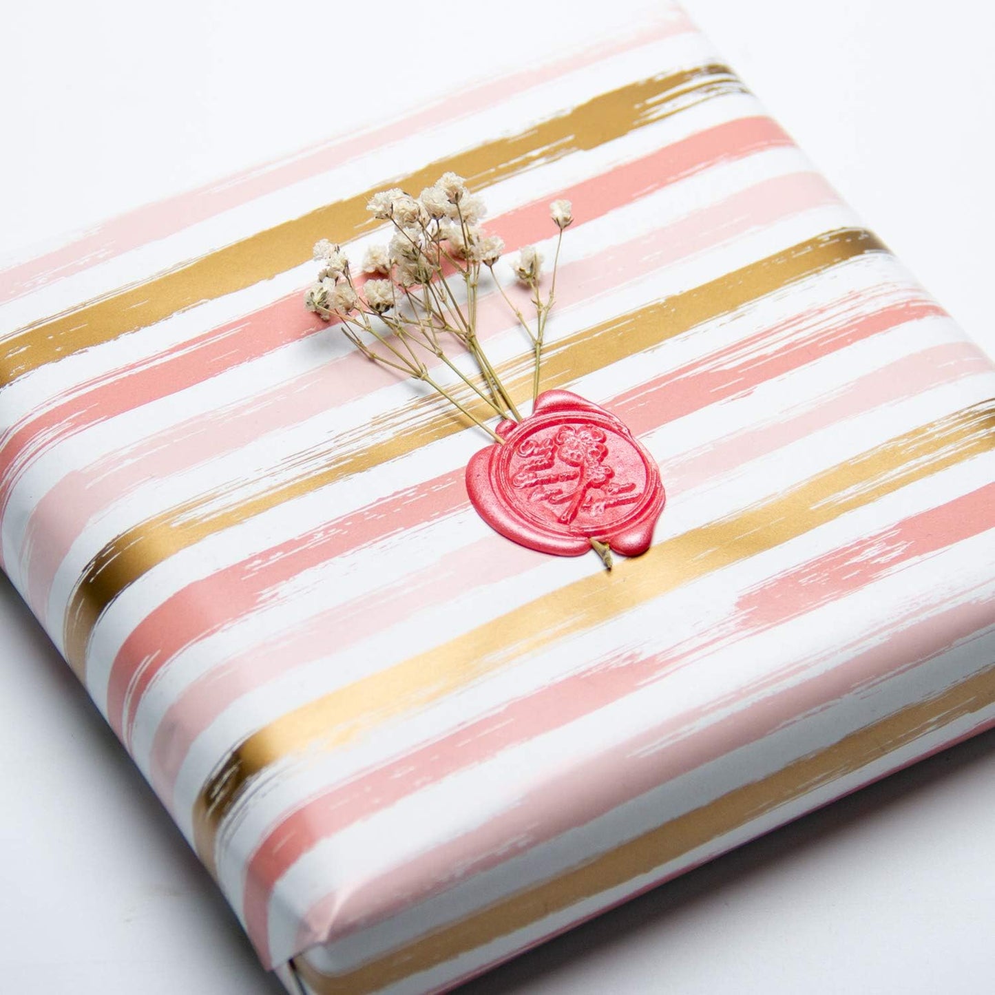 WRAPAHOLIC 30 Inch Reversible Wrapping Paper Roll - 30 Inch X 100 Feet Jumbo Roll Pink and Gold Lines Print for Birthday, Holiday, Wedding, Baby Shower and More Occasions