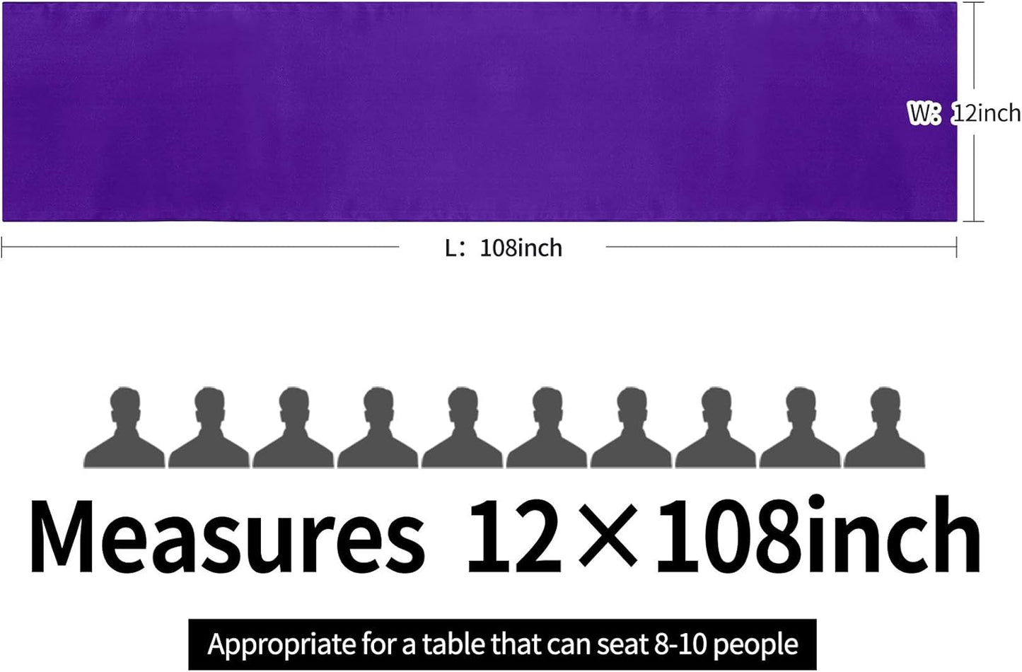5-Pack Satin Table Runner Purple 12 x 108 inches Long, Table Runners for Wedding, Birthday Parties, Banquets Decorations（5 Pack, 12x108 Inch, Purple）