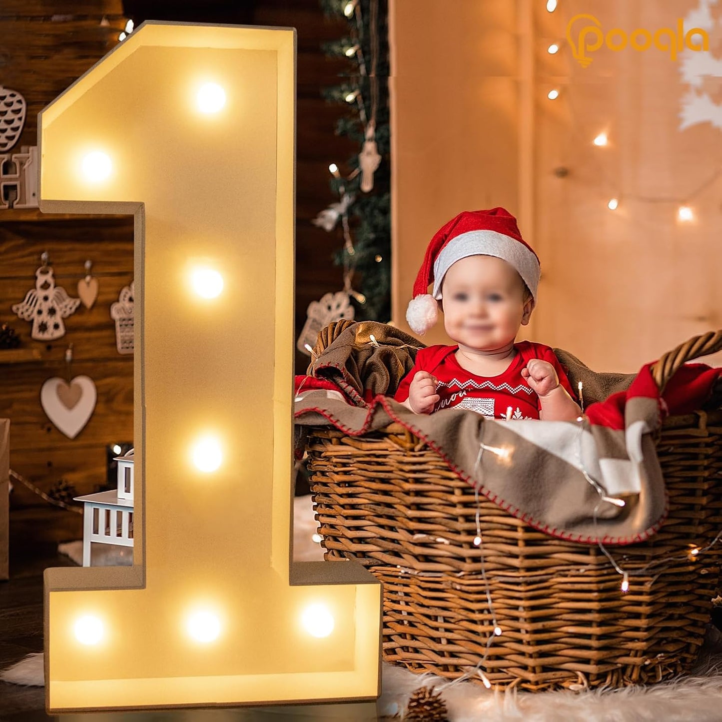 Pooqla 3FT Light Up Marquee Numbers, Cool White and Warm White LED Large Lighted Marquee Numbers, Giant Mosaic Light Up Numbers for Balloons 8th 18th 80th Birthday Decoration Party Decor, LED Number 8
