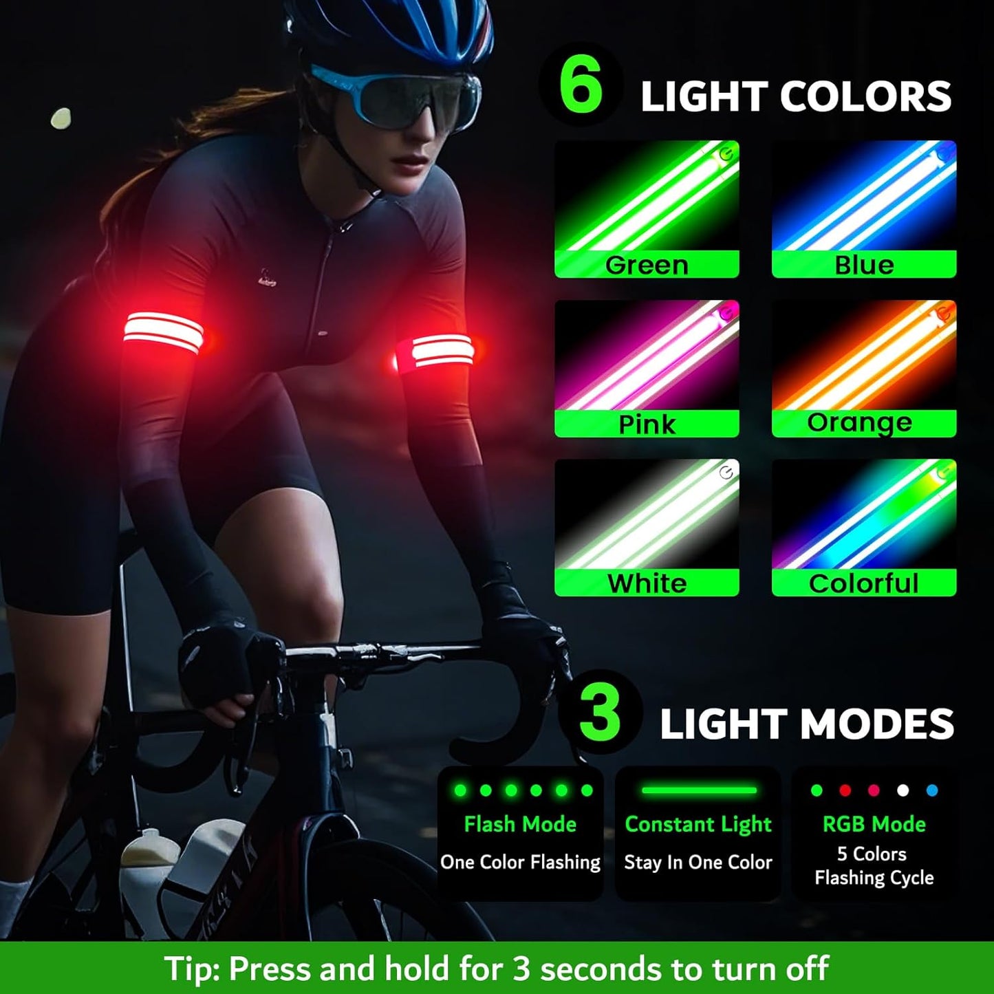LED Armband for Running(2 Pack),Light Up Arm Bands for Night Walking Running,Rechargeable Lights for Runners,High Visibility Reflective Running Gear Adjustable Light Up Wristbands