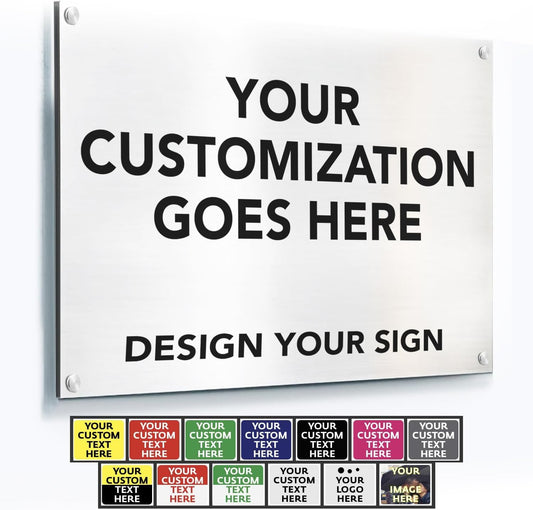 Custom Metal Signs, Personalized Aluminum, Customized Safety, Business Signs, Waterproof Outdoor, White Aluminum (White, 42x28 In)