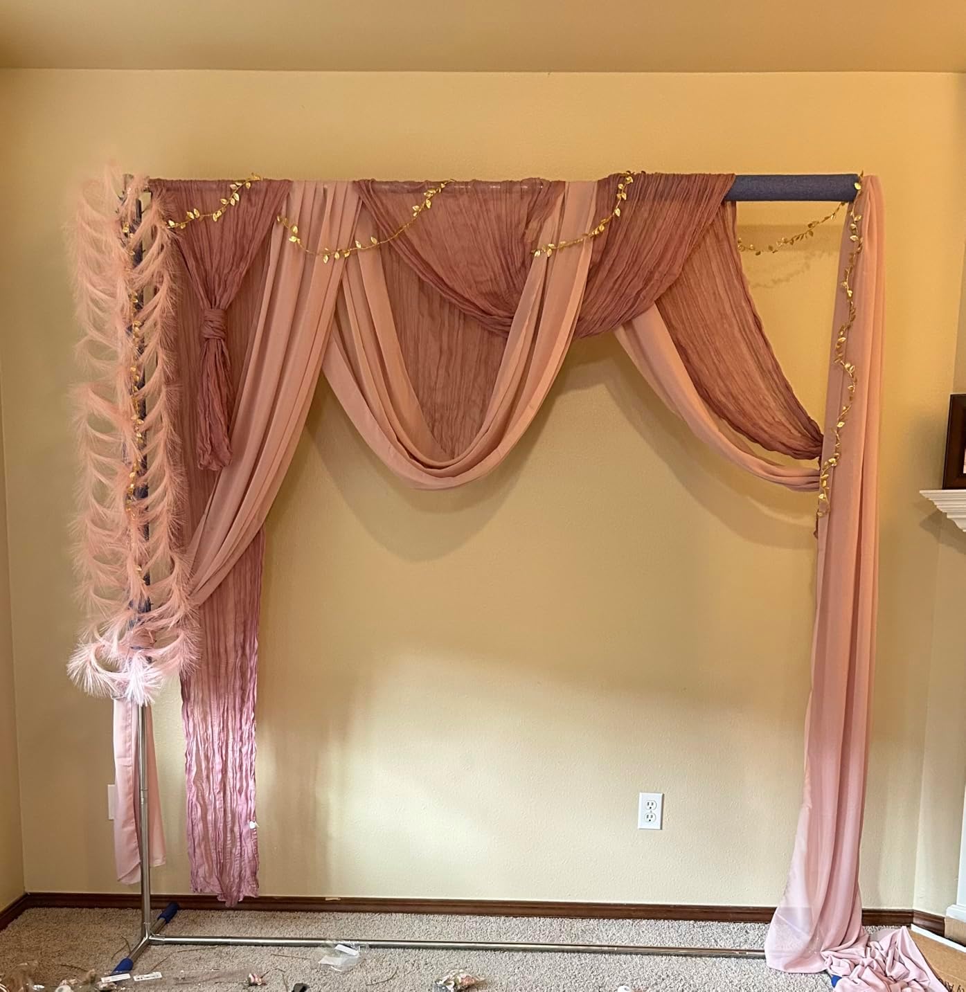 Wedding Arch Draping Fabric Backdrop 2 Panel 60" x 26Ft Dusty Rose Drapes Curtains for Wedding Reception Sheer Tulle Backdrop Curtain for Ceremony Birthday Party Baby Shower Arbor Ceiling Decorations