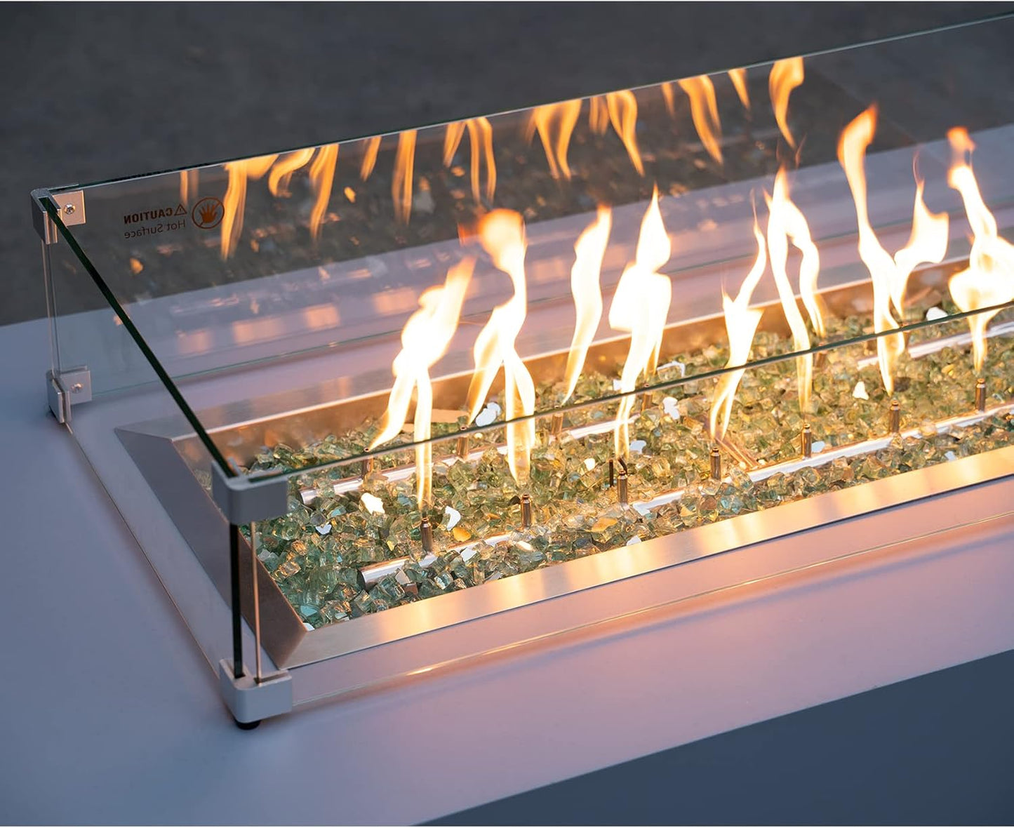 Stanbroil 10-Pound Fire Glass - 1/4 inch Reflective Tempered Fire Glass for Fireplace Fire Pit, Light Green Reflective