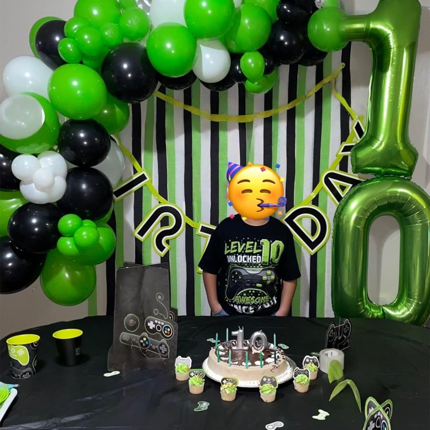Green Number 5 Balloon for Girls Boys, 40 Inch Large Number 0-9 Foil Mylar Helium Digital Balloons Set for Women Men Jungle Birthday Graduation Anniversary Party Decorations Celebration Supplies