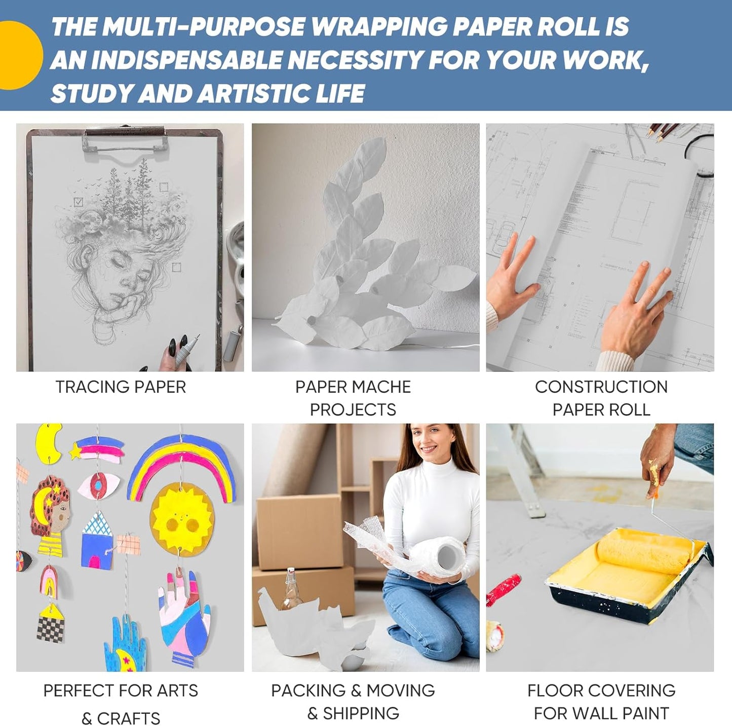 Wrapping Paper, 15"x900" Light Grey Craft Paper Kraft Paper Roll, Solid Color Art Craft Decorative Paper for Father’s Day Bouquet Flower Packing Poster Bulletin Board Paper Floor Covering Table Runner