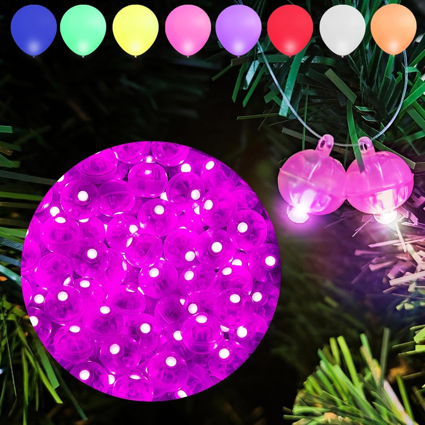 Aogist 50Pcs Balloon Lights with Hook,Long Standby Time,Waterproof Mini Light for Birthday Party Wedding Christmas Halloween Easter Decorative(Steady, Pink)