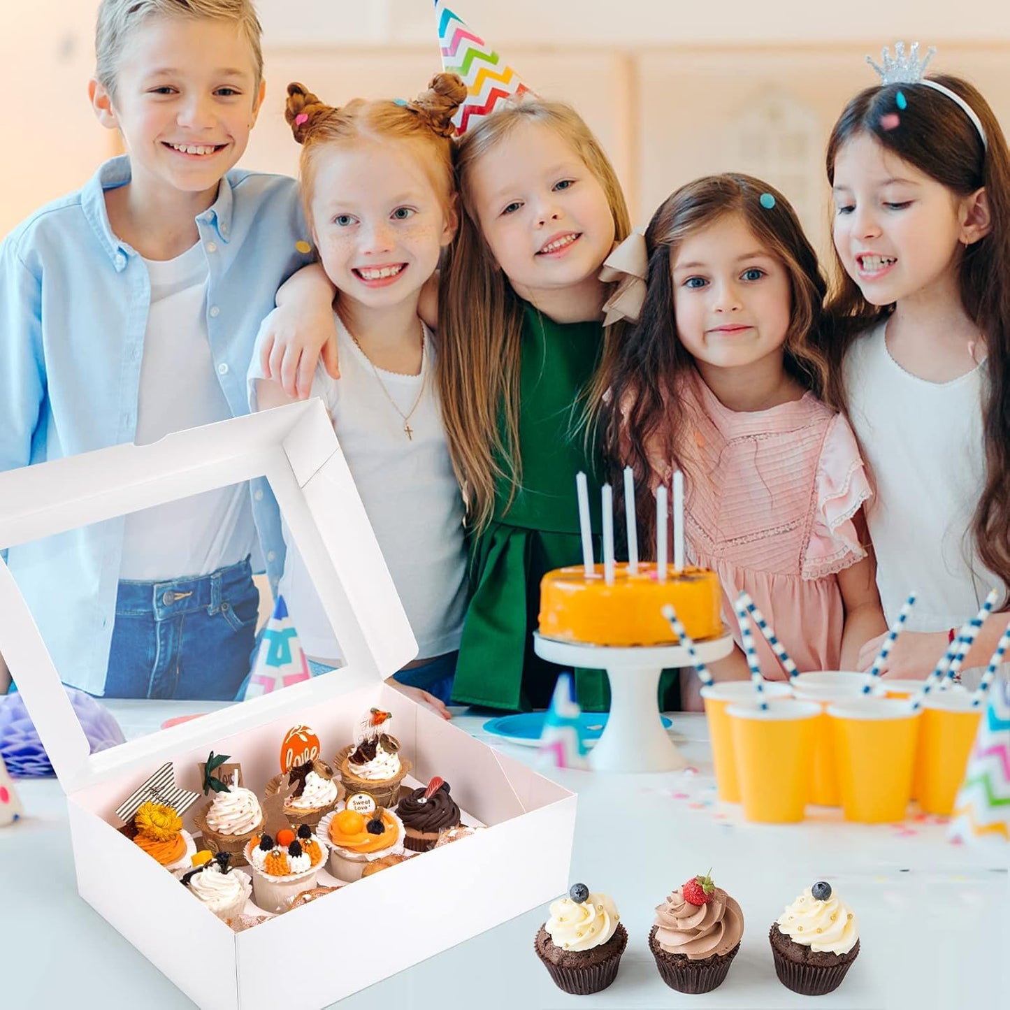 VGOODALL 12 Count Cupcake Boxes, 6PCS Cupcake Container with Window Boxes Holding 72 Pastry Box for Birthday Holiday Party Bakery Supplies 13.2"x9.8"x4"