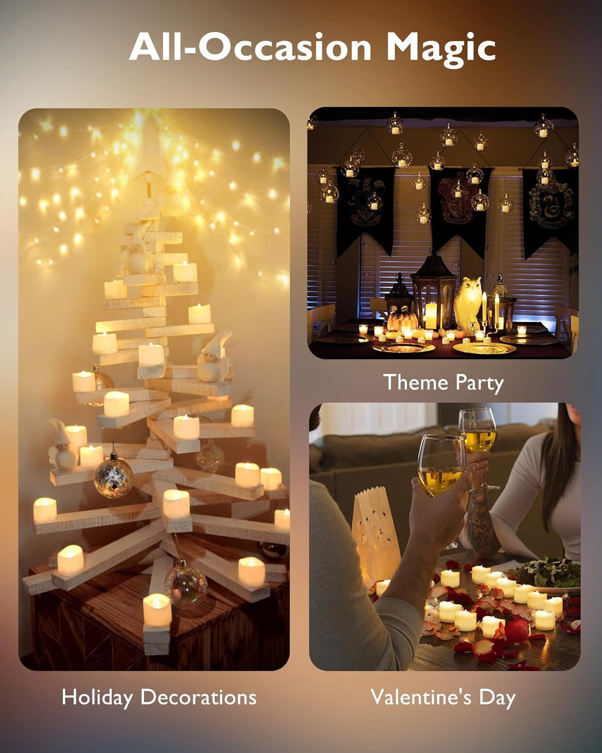Homemory 24pcs Remote Timer LED Tea Lights Candles, 400+Hours Flickering Flameless Battery Operated Votive Candles for Tabletop Lighting, Centerpieces Decor, Holiday Decor
