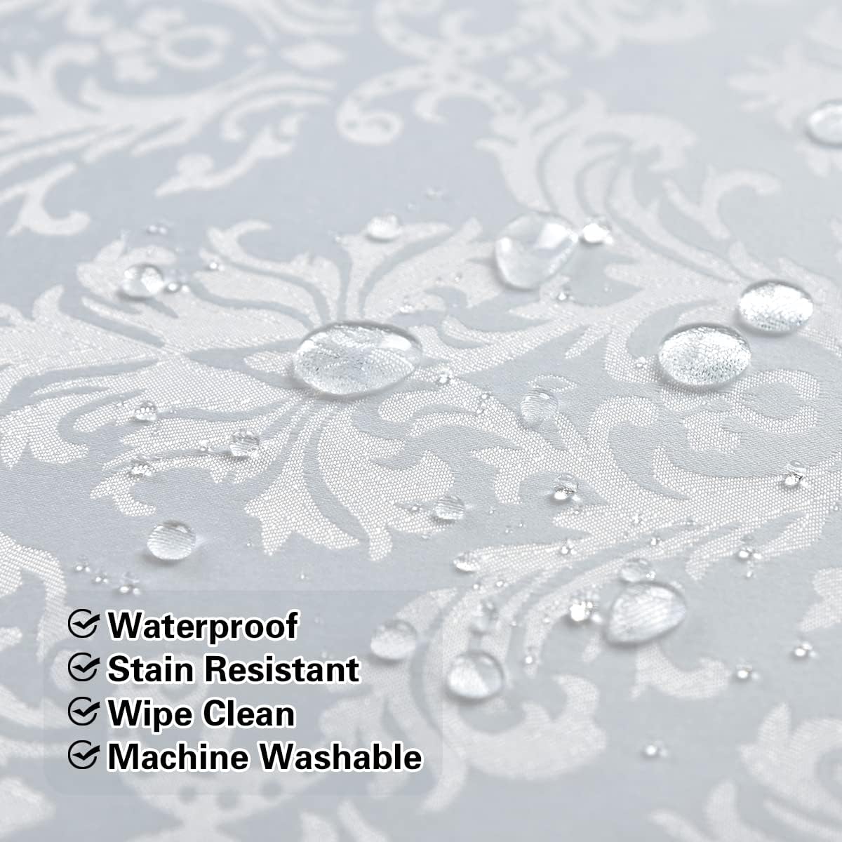 SASTYBALE White Tablecloth Rectangle 60 x 84 Inch Jacquard Damask Tablecloth, Waterproof & Stain Resistant Soft Polyester Tables Cloth, Washable Table Cover for Dining, Party, Indoor, Outdoor