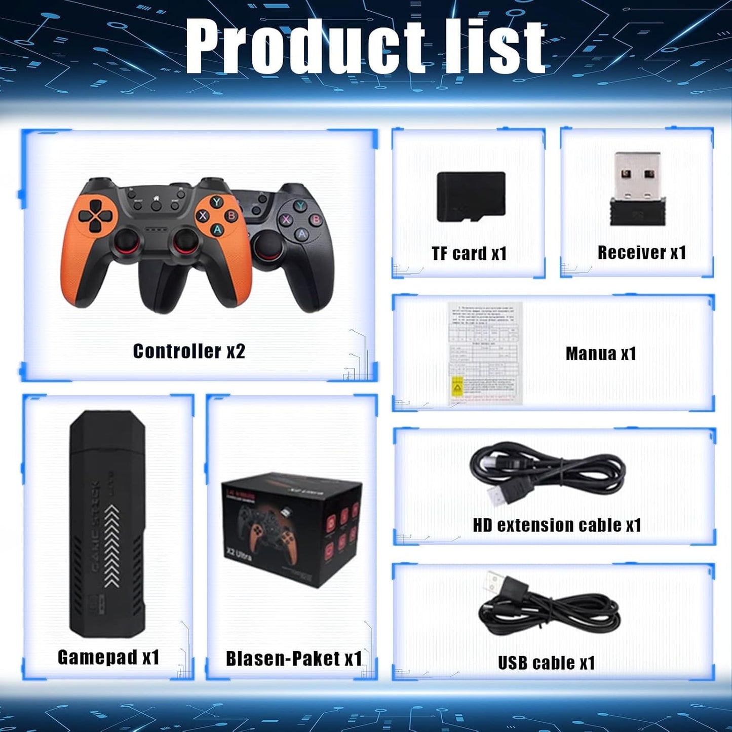 X2 Ultra Retro Game Stick 4K 64/128/256G 35000/40000/58000 Games, 2.4G Controllers HD Output Plug and Play Video Gaming Console, Nostalgia Stick for TV (128G)