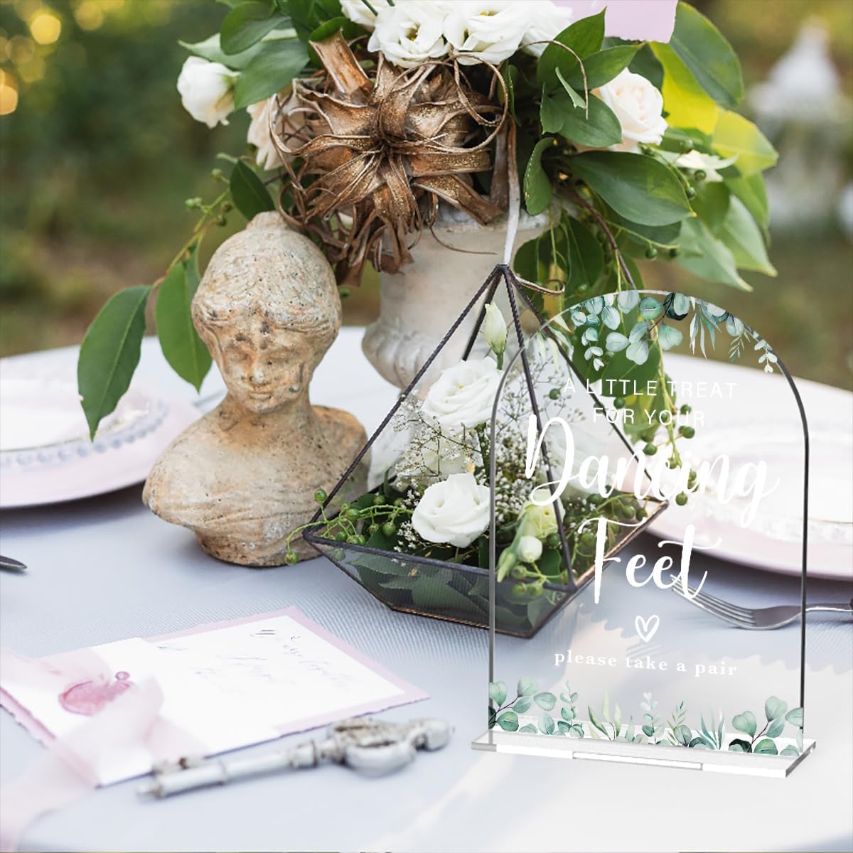 Acrylic Wedding Sign A Little Treat for Your Dancing Feet Signs for Ceremony Modern Calligraphy Arch Acrylic Table Top Signs for Wedding Reception and Event Party Table Decor (Eucalyptus Leaves)