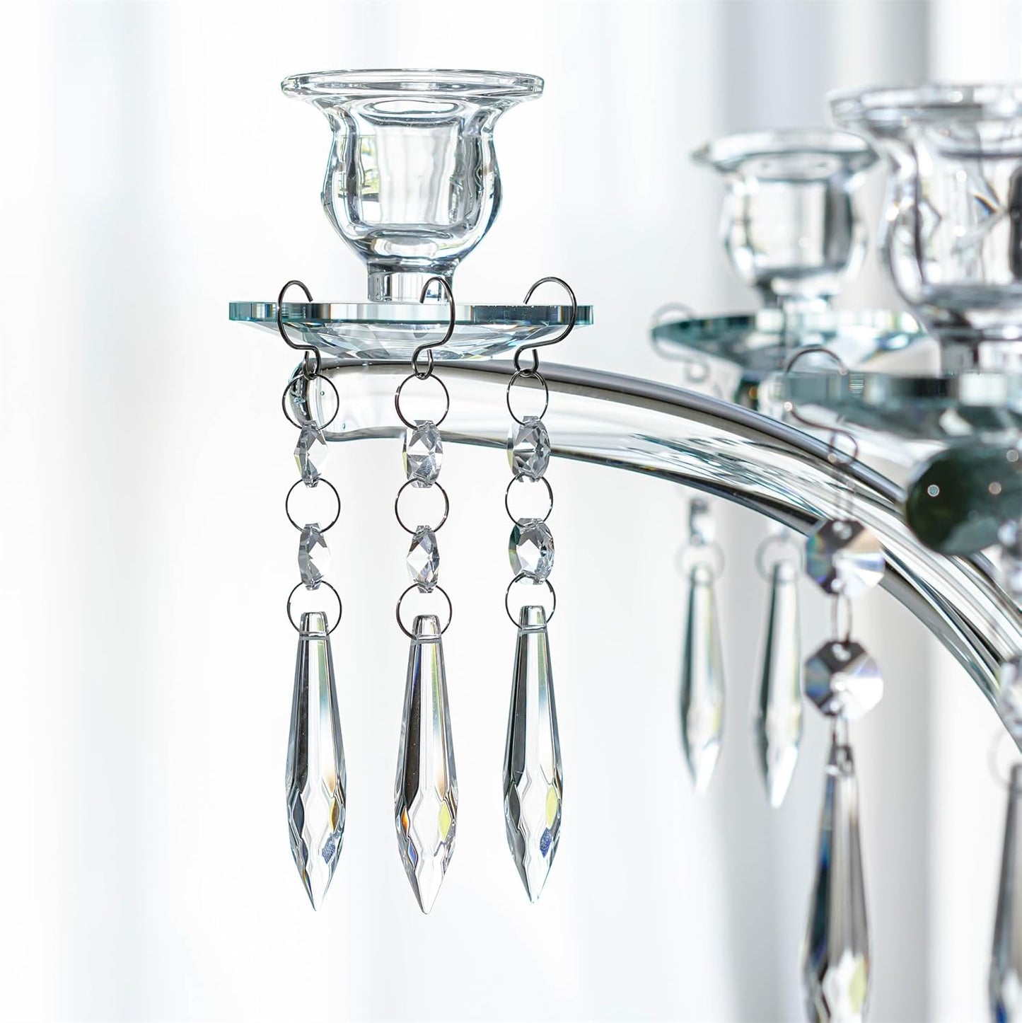H&D 10pcs 63mm Chandelier Crystals Ornament - Clear Crystal Chandelier Prisms Icicle Drop Pendants