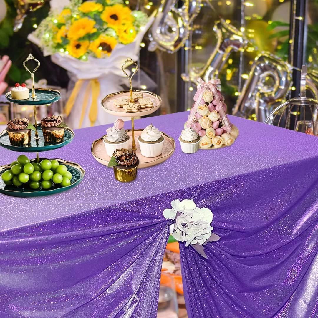 Fitable Sequin Tablecloth for Parties 54x54 Inch - Sparkle Glitter Table Cloth Laser Square Overlay for Wedding Baby Shower Ceremony Birthday Holiday Banquet Decor, Purple