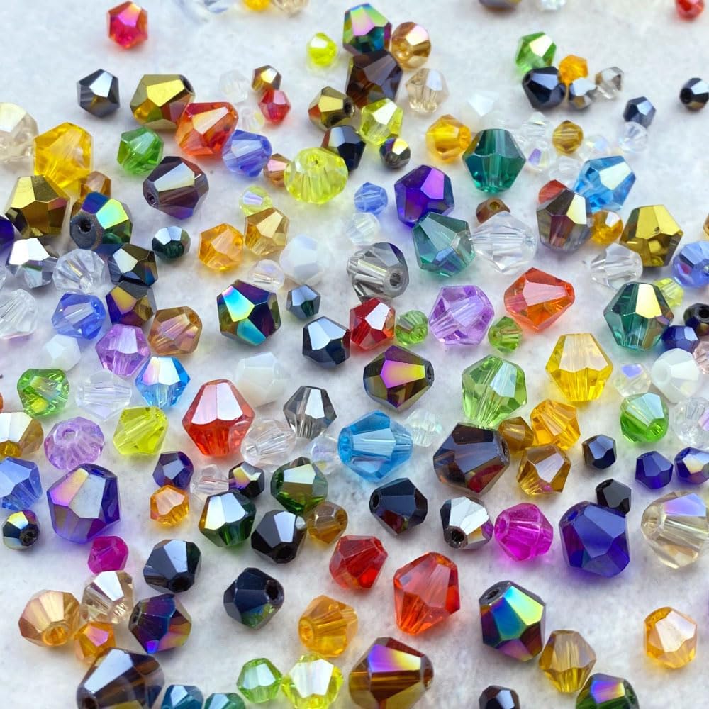 100pcs 8mm Bicone Crystal Glass Beads Loose Spacer Beads Faceted Craft Beads for Jewelry Making DIY Necklace Bracelet Earring Wind Chimes Suncatchers Ornamen(Peacoca Blue AB)