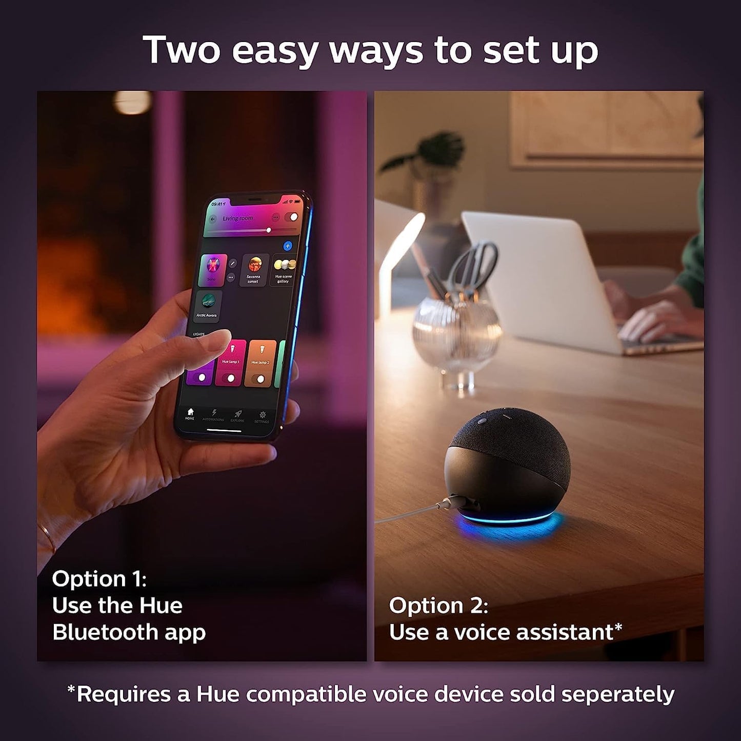 Philips Hue BR30 LED Smart Light Bulbs - Flicker-Free 85w Light Bulbs - Bluetooth Compatible, Compatible with Alexa, Google Assistant, and Apple HomeKit - E26 Base - 2 Pack