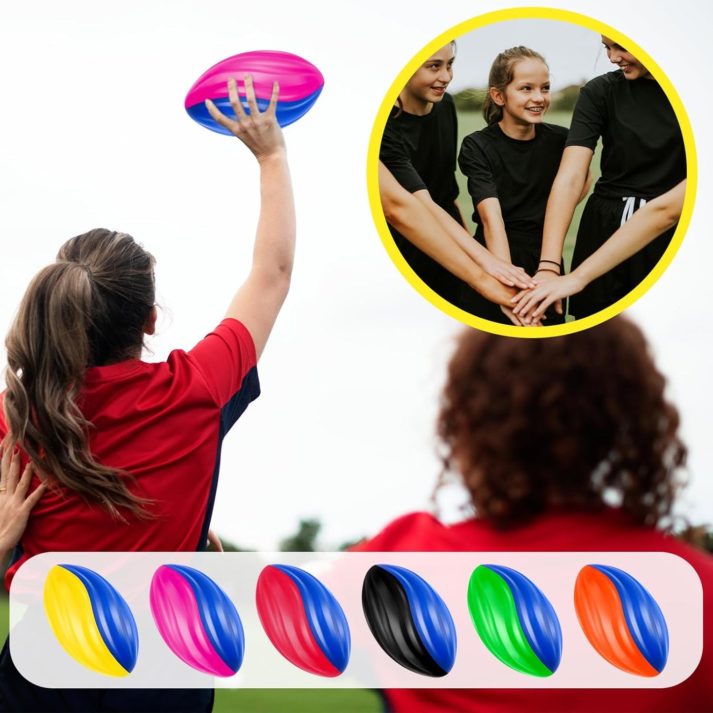 Jerify 12 Pcs Mini Footballs for Kids Spiral Foam Football Bulk 5 Inch Soft Small Waterproof Foam Ball Sports Birthday Toddler Football for Indoor and Outdoor Game(Bright Color)