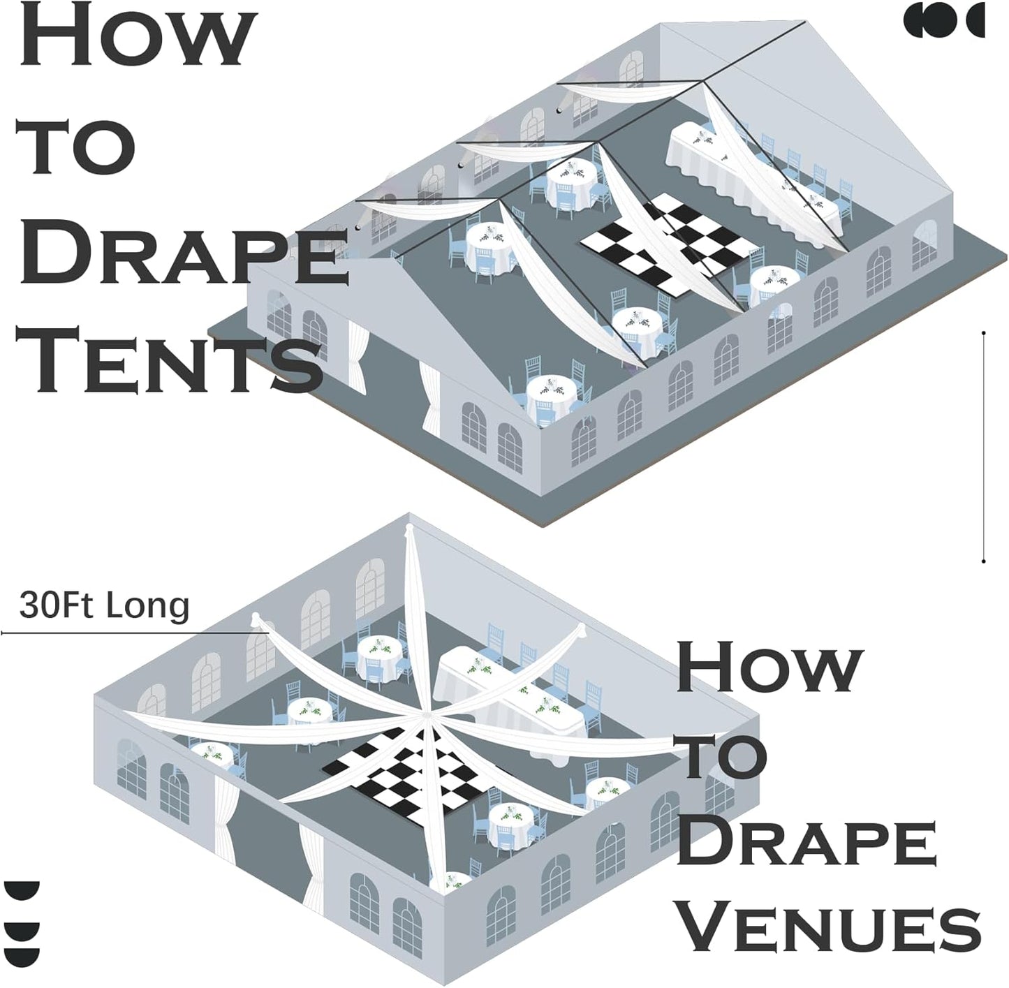 PartyVillage 2 Panels 5ftx30ft Royal Blue Ceiling Drapes for Wedding Parties – 30 FT Extra Long Thick Polyester Wrinkle-Free Drapery Tent Decor Decorations for Birthday Party Ceremony Stage Swag