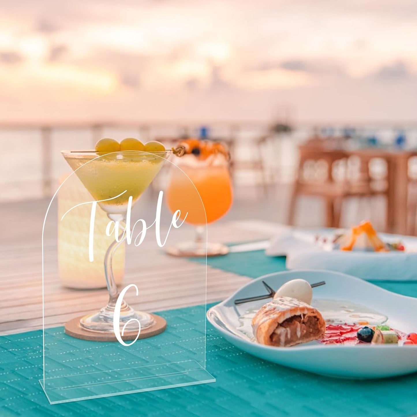 JOYIT Arch Wedding Table Numbers 1-20 with Stands – 5" X 7" Acrylic Table Signs with Clear Background White Text, Perfect Acrylic Table Numbers for Wedding Receptions, Parties, Anniversaries, and Events