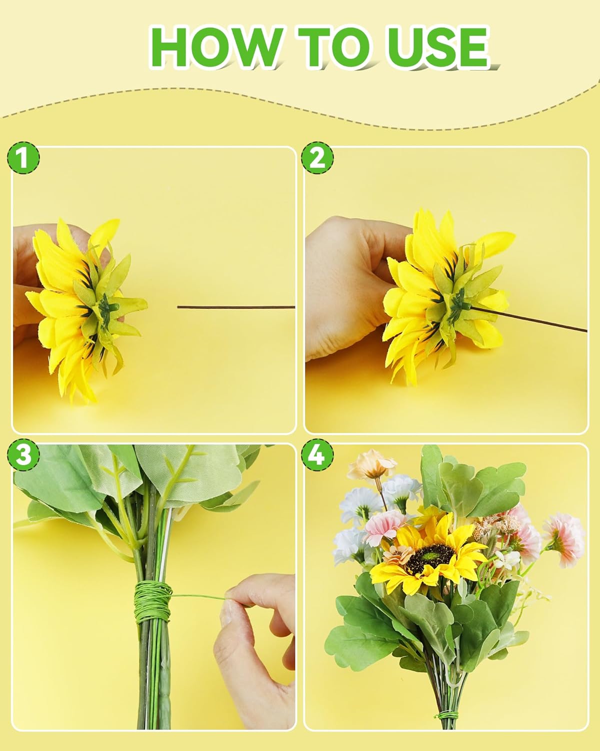 100 PCS FIVEIZERO 18 Gauge Green Floral Wire Stems for Artificial Flower Making,Florist Wire,Flower Wires for Crafts,Alambre para Flores for Wreaths, Flower Arrangements and DIY Projects