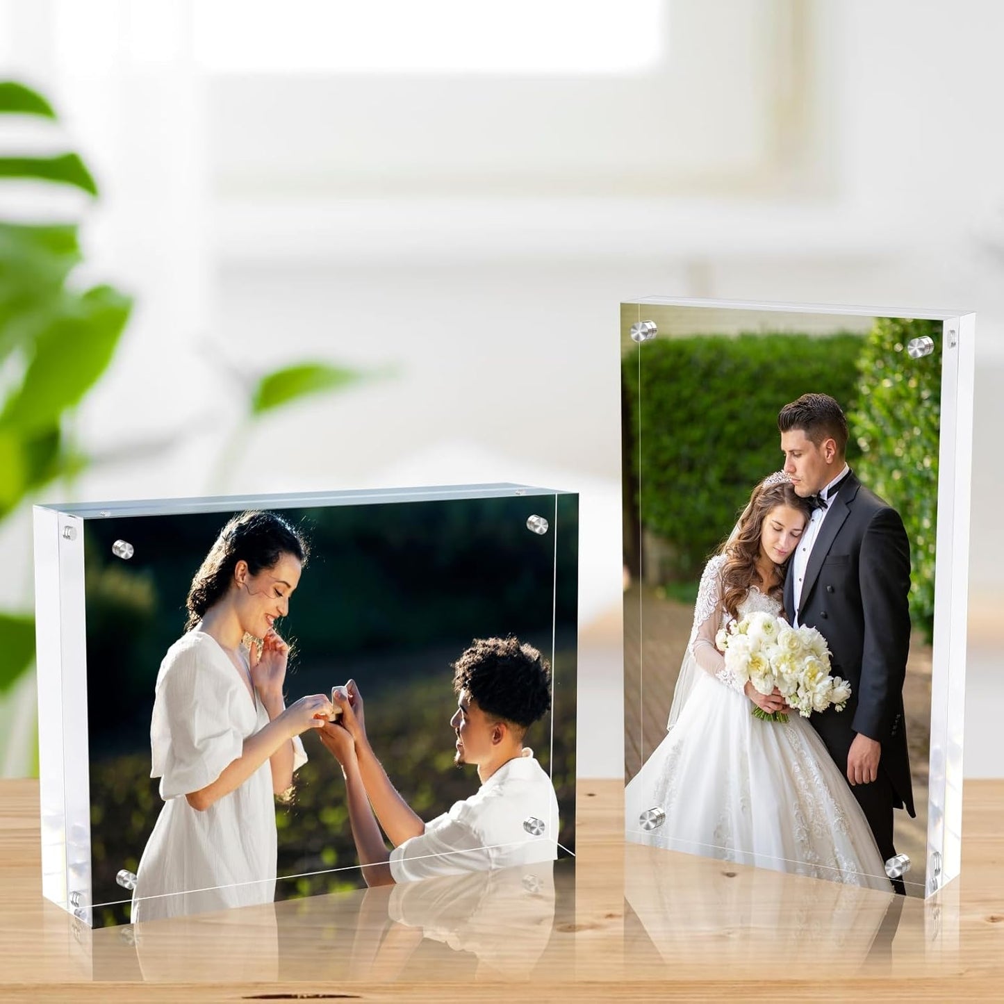 5x7 Inches Acrylic Picture Frames 5 Pack, Double Sided Magnetic Photo Frames,Free Standing on Desk or Table Clear Picture Frames