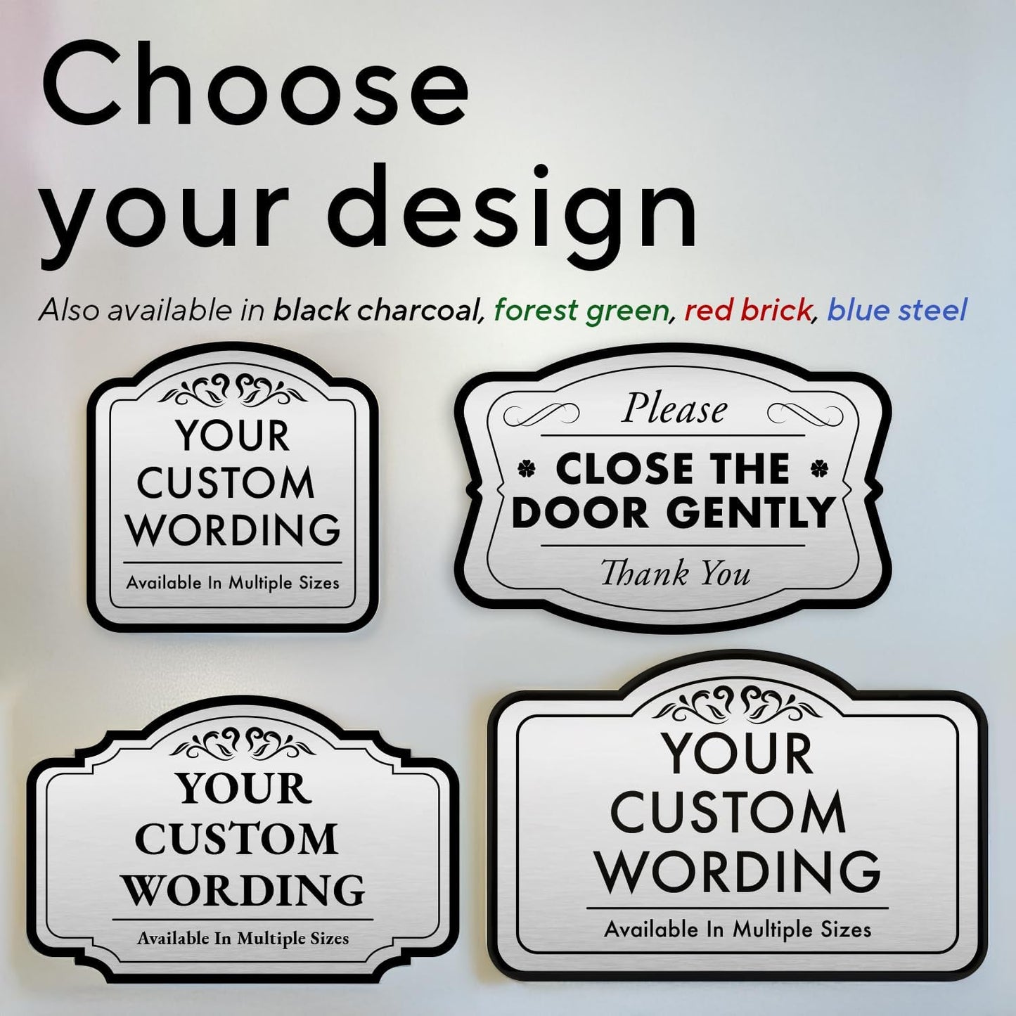 Custom Decorative Outdoor Metal Sign, Personalized Aluminum Driveway Sign, Waterproof, Made In USA, Design 3 Metallic Silver 8x8 In