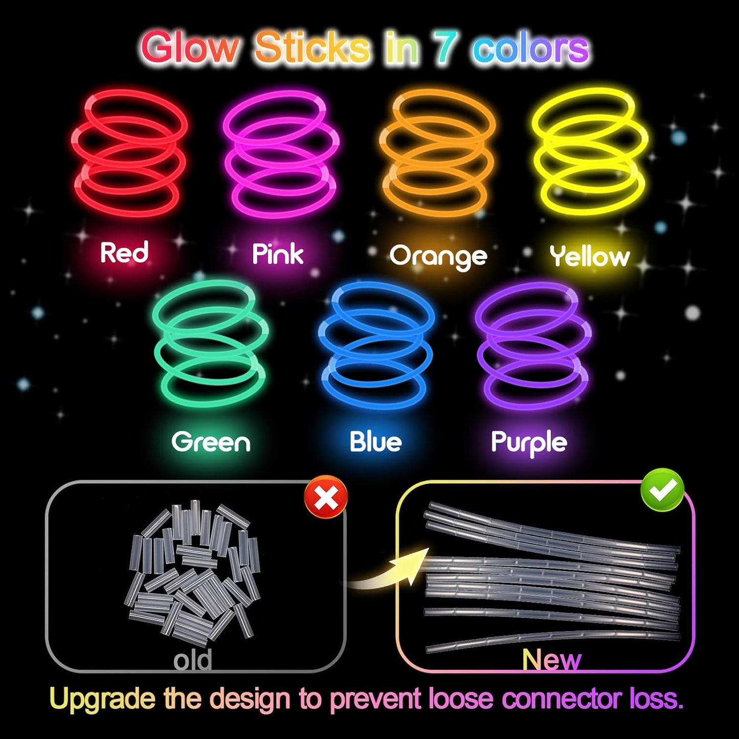 Halloween Glow Sticks Bulk Party Pack- Ultra Bright 50pk Glow in the Dark Party Favors, Glow Decorations, Neon Party Glow Necklaces and Glow Bracelets with Connectors