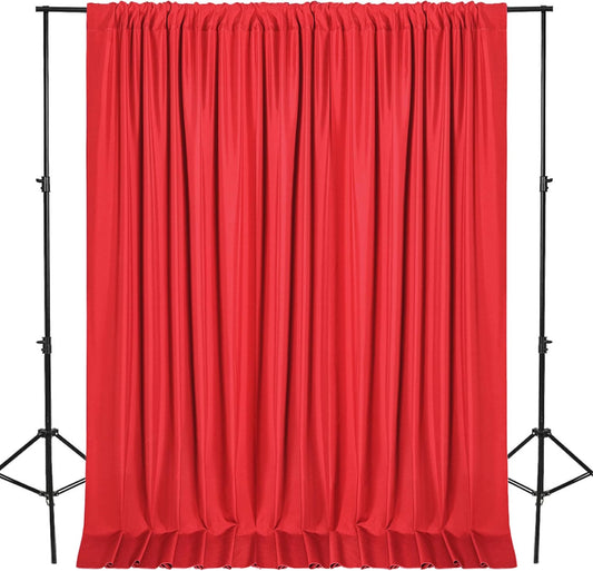 DWCN 10x8 FT Red Backdrop Curtains for Parties, Photography Backdrop Drapes with Rod Pockets for Wedding Decorations Stage Birthday Family Gatherings, 2 Panels 5ft x 8ft
