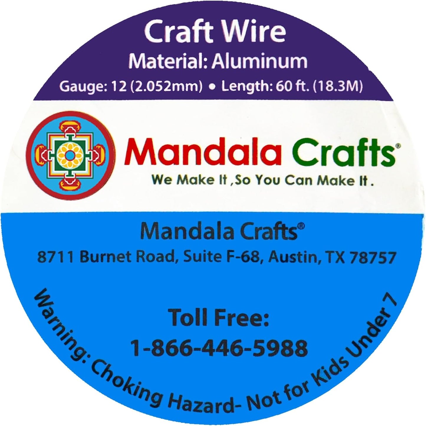 Mandala Crafts 12 Gauge Anodized Aluminum Craft Wire for Jewelry Making - 60 FT Colored Flexible Purple Wire - Bendable for Bonsai Armature Crafting Sculpting